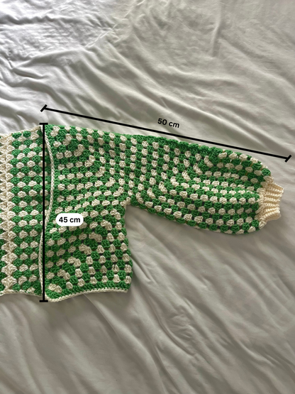 XS Cardigan - green & beige