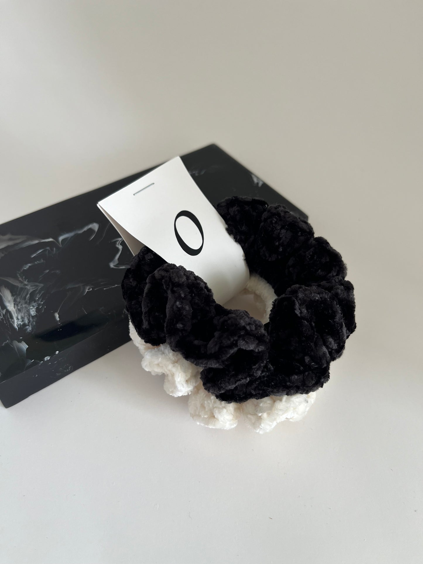 Velvet Scrunchies Black & Cream - 2 piece