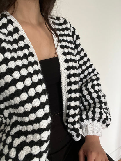 XS Cardigan - black & white