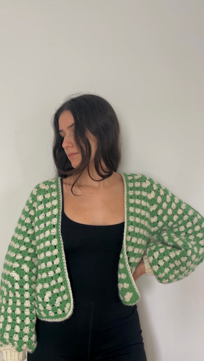 XS Cardigan - green & beige